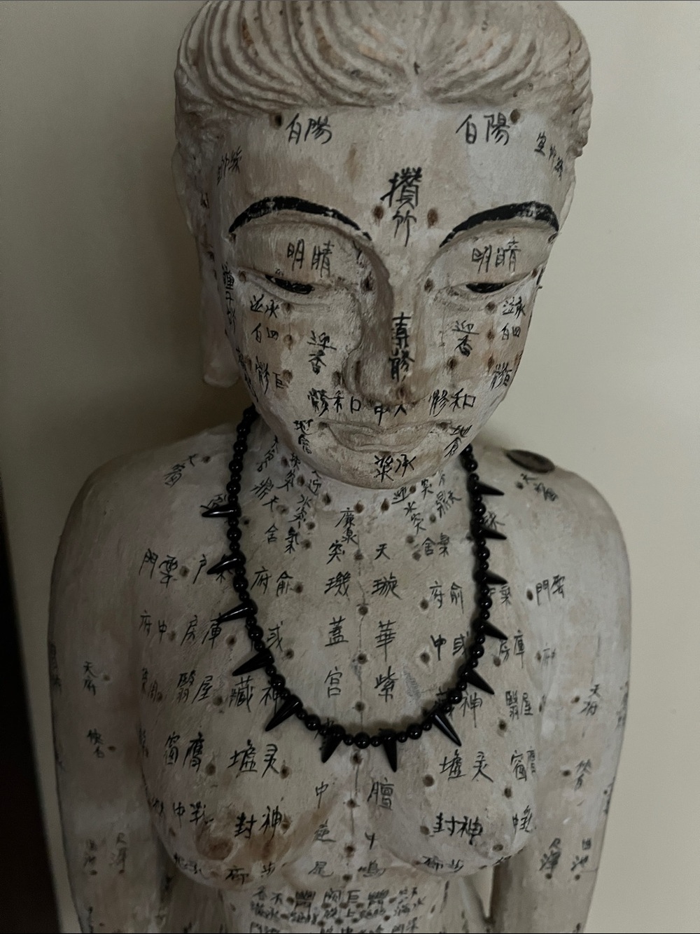 Artisan black Onyx beaded spike necklace